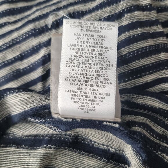 {Anthropologie} Dolan Mock Neck Striped Tunic Tank Top Navy Blue Size Medium - Picture 7 of 7